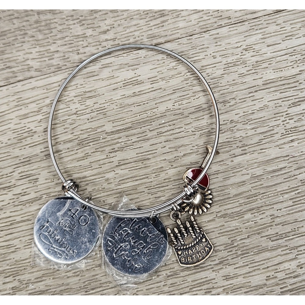 40th birthday Bracelet Celebrate Today Charm Bangle Womens Fashion Jewelry